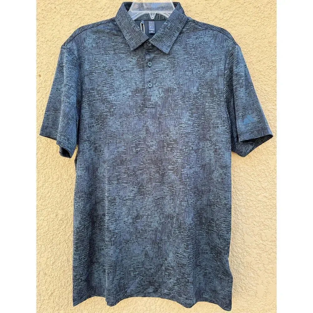 Adidas Golf Polo Aerial Jacquard Blue Black Medium NWT